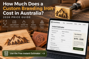 Custom branding iron cost Australia price guide with CustomStamp instant price estimator